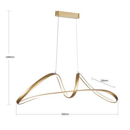 Brilagi - Lámpara colgante LED regulable suspendida por cable TWISTER LED/60W/230V 3000-6000K acabado dorado + mando a distancia