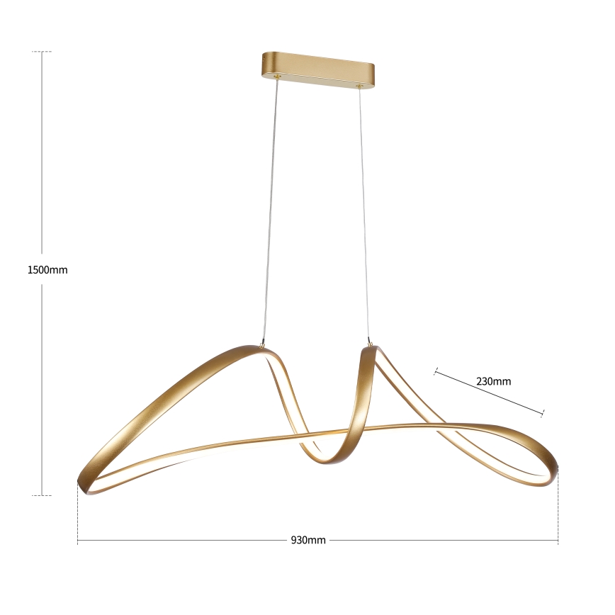 Brilagi - Lámpara colgante LED regulable suspendida por cable TWISTER LED/60W/230V 3000-6000K acabado dorado + mando a distancia