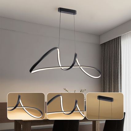 Brilagi - Lámpara colgante LED regulable en cable TWISTER LED/60W/230V 3000-6000K negra + control remoto