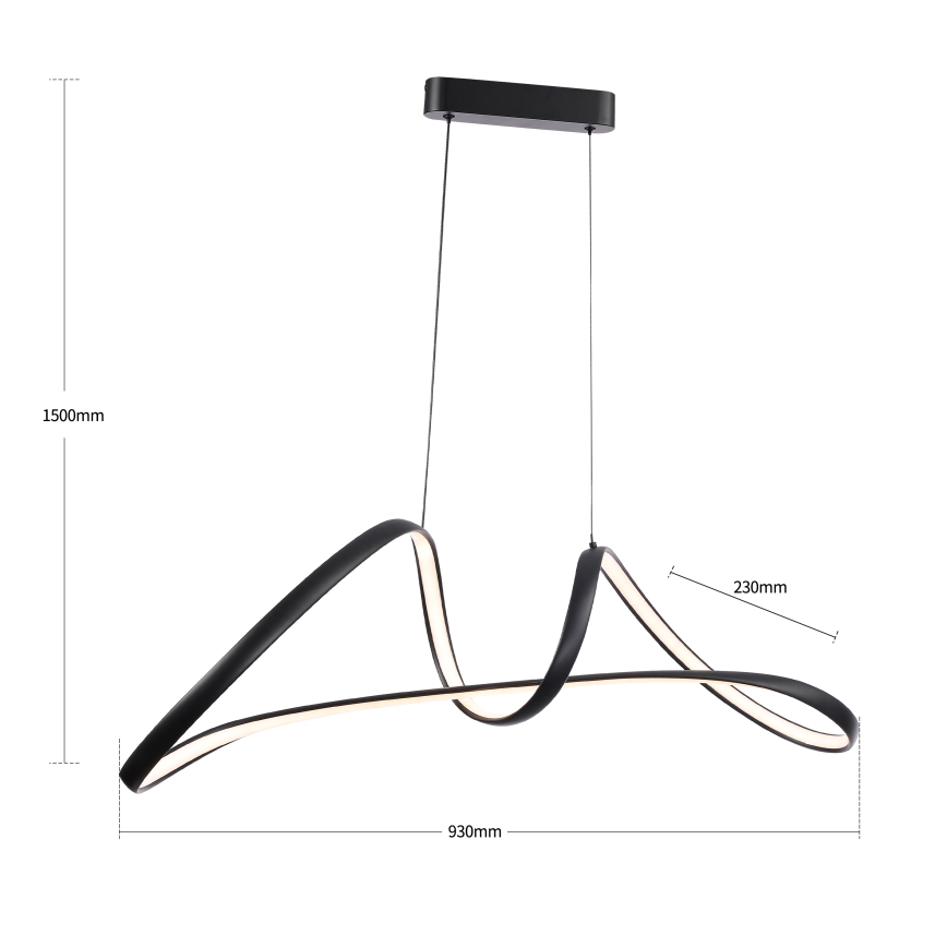 Brilagi - Lámpara colgante LED regulable en cable TWISTER LED/60W/230V 3000-6000K negra + control remoto