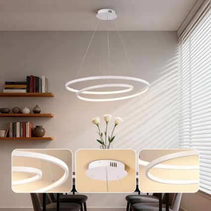 Brilagi - Lámpara colgante LED regulable con cable TWISTER LED/75W/230V 3000-6000K diámetro 70 cm blanca + mando a distancia