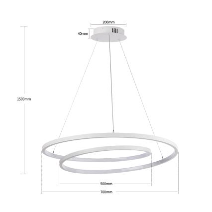 Brilagi - Lámpara colgante LED regulable con cable TWISTER LED/75W/230V 3000-6000K diámetro 70 cm blanca + mando a distancia