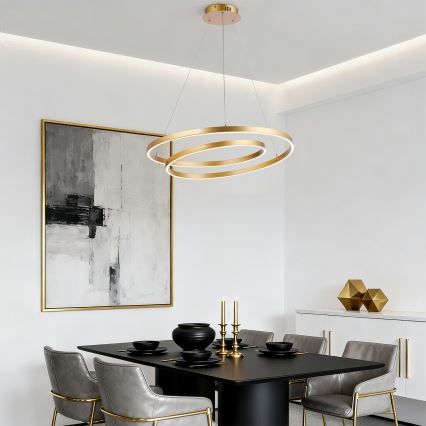 Brilagi - Lámpara colgante LED regulable TWISTER LED/75W/230V 3000-6000K Ø 70 cm dorado + mando a distancia