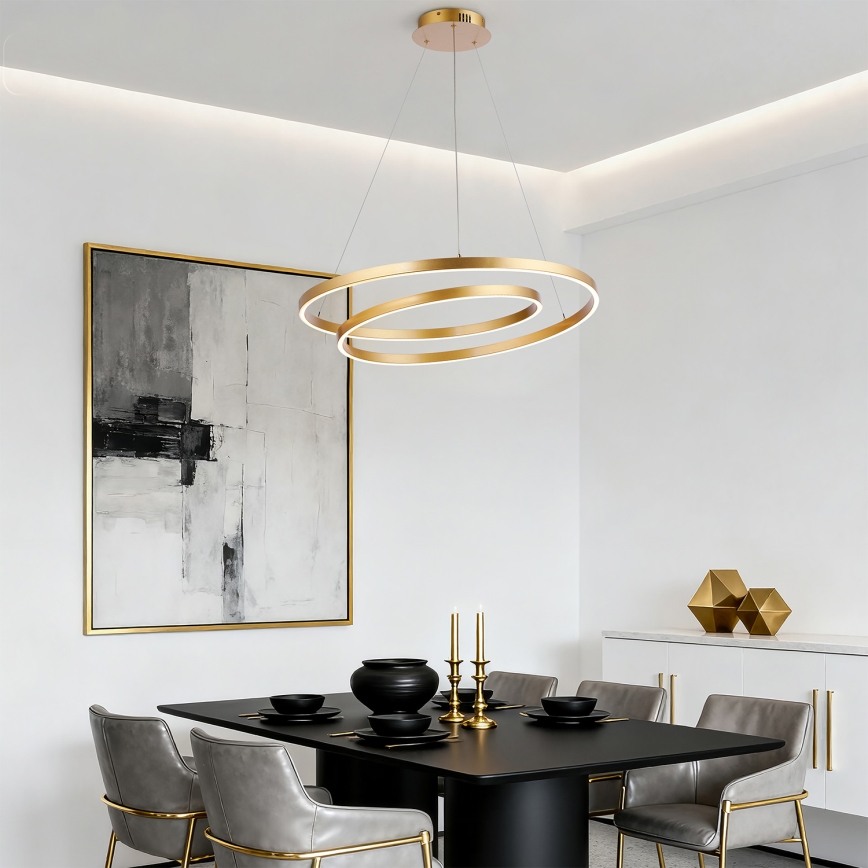 Brilagi - Lámpara colgante LED regulable TWISTER LED/75W/230V 3000-6000K Ø 70 cm dorado + mando a distancia