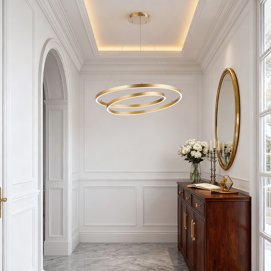 Brilagi - Lámpara colgante LED regulable TWISTER LED/75W/230V 3000-6000K Ø 70 cm dorado + mando a distancia