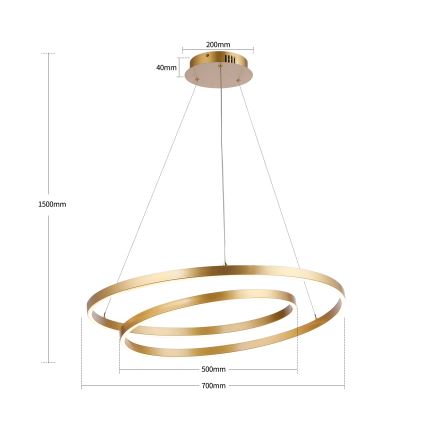 Brilagi - Lámpara colgante LED regulable TWISTER LED/75W/230V 3000-6000K Ø 70 cm dorado + mando a distancia