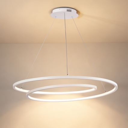 Brilagi - Lámpara colgante LED regulable TWISTER 105W/230V 3000-6000K Ø 100 cm blanca + control remoto