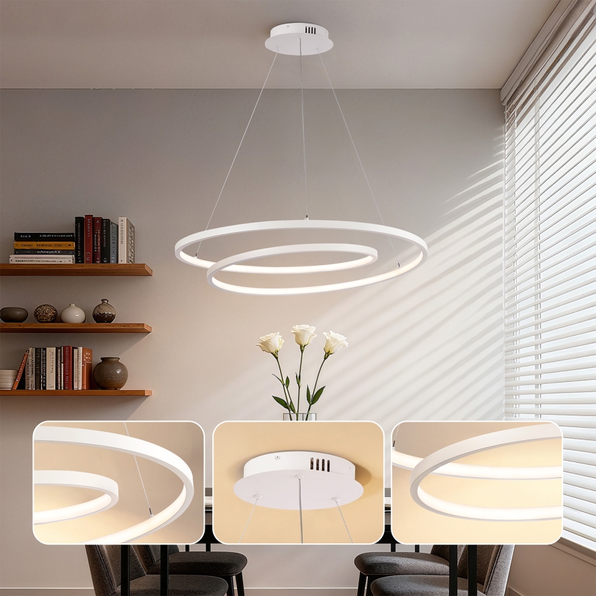 Brilagi - Lámpara colgante LED regulable TWISTER 105W/230V 3000-6000K Ø 100 cm blanca + control remoto