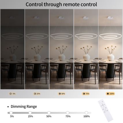 Brilagi - Lámpara colgante LED regulable TWISTER 105W/230V 3000-6000K Ø 100 cm blanca + control remoto