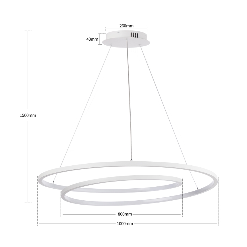 Brilagi - Lámpara colgante LED regulable TWISTER 105W/230V 3000-6000K Ø 100 cm blanca + control remoto