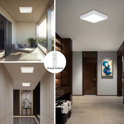 Brilagi - Lámpara de techo regulable para baño FRAME SMART LED/24W/230V 30x30 cm 3000-6000K IP44 blanca + control remoto