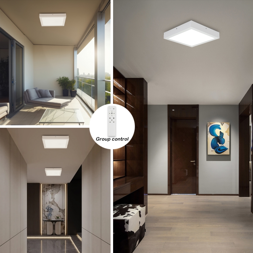 Brilagi - Lámpara de techo regulable para baño FRAME SMART LED/24W/230V 30x30 cm 3000-6000K IP44 blanca + control remoto
