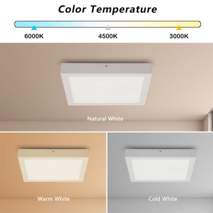 Brilagi - Lámpara de techo regulable para baño FRAME SMART LED/24W/230V 30x30 cm 3000-6000K IP44 blanca + control remoto