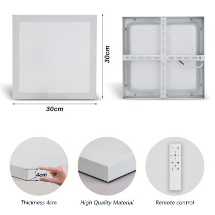Brilagi - Lámpara de techo regulable para baño FRAME SMART LED/24W/230V 30x30 cm 3000-6000K IP44 blanca + control remoto