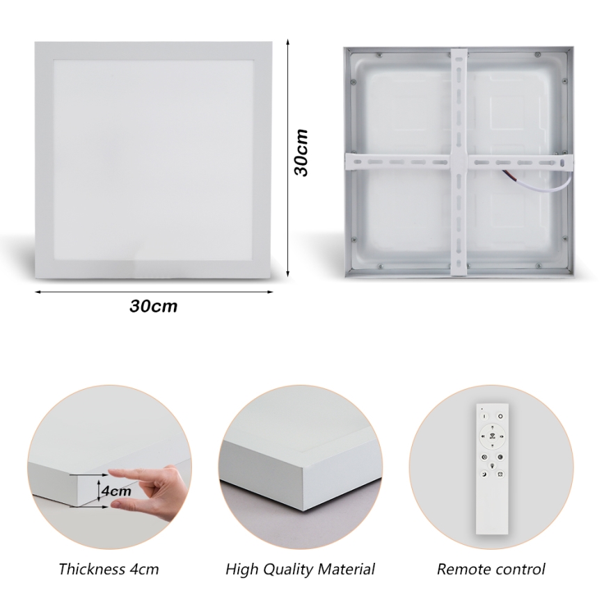 Brilagi - Lámpara de techo regulable para baño FRAME SMART LED/24W/230V 30x30 cm 3000-6000K IP44 blanca + control remoto