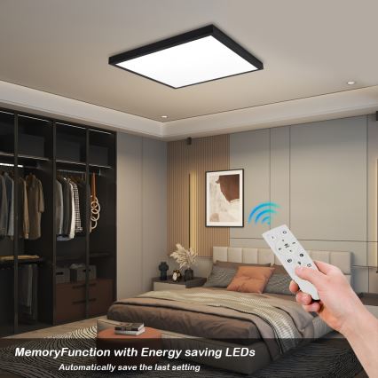 Brilagi - Lámpara de Techo LED Regulable FRAME SMART LED/50W/230V 60x60 cm 3000-6000K IP44 Negra + Control Remoto