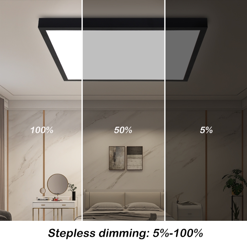 Brilagi - Lámpara de Techo LED Regulable FRAME SMART LED/50W/230V 60x60 cm 3000-6000K IP44 Negra + Control Remoto