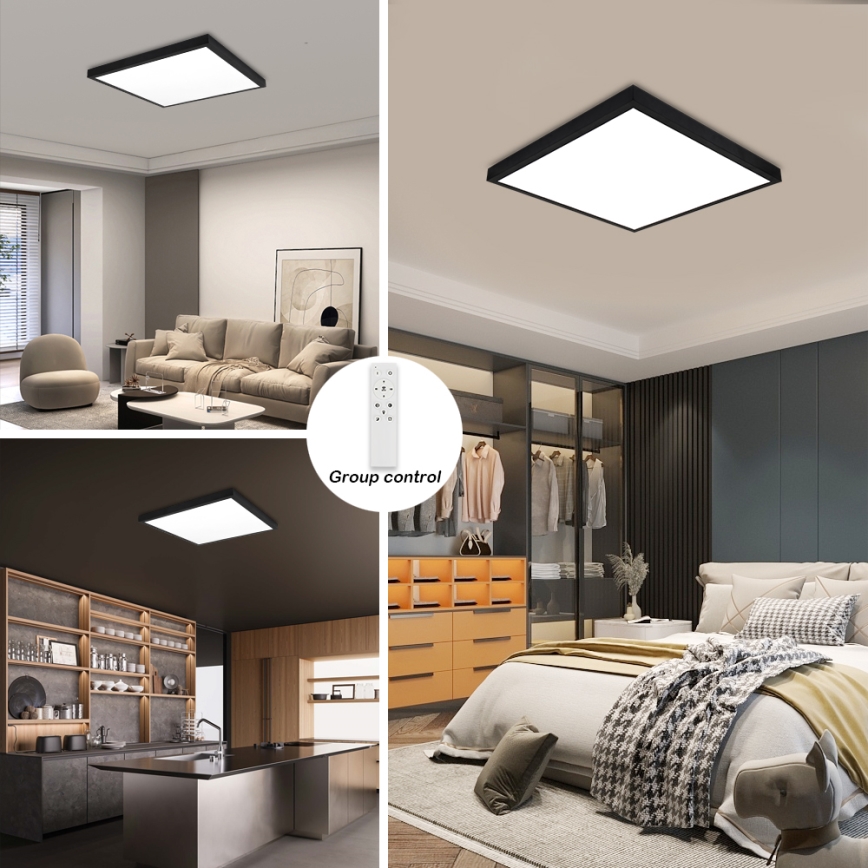 Brilagi - Lámpara de Techo LED Regulable FRAME SMART LED/50W/230V 60x60 cm 3000-6000K IP44 Negra + Control Remoto
