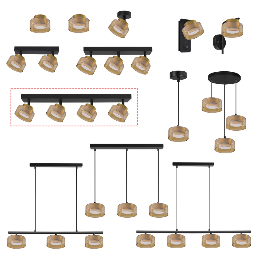 Brilagi - LED Lámpara de focos AURA LUX 4xGX53/30W/230V negro/dorado