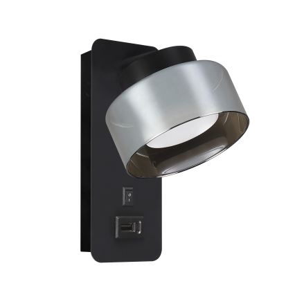 Brilagi - LED Lámpara de pared con puerto USB AURA LUX 1xGX53/30W/230V negra/ahumada