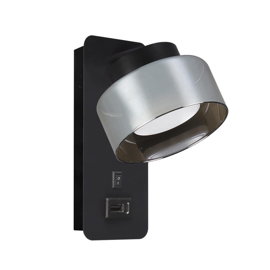 Brilagi - LED Lámpara de pared con puerto USB AURA LUX 1xGX53/30W/230V negra/ahumada