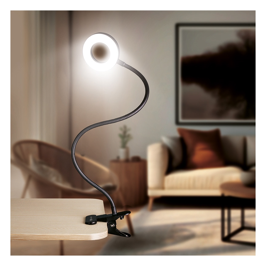 Brilagi -LED Lámpara de pinza regulable ORBELA LED/8W/5V 3000/4000/5000K negra