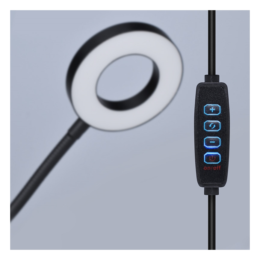 Brilagi -LED Lámpara de pinza regulable ORBELA LED/8W/5V 3000/4000/5000K negra