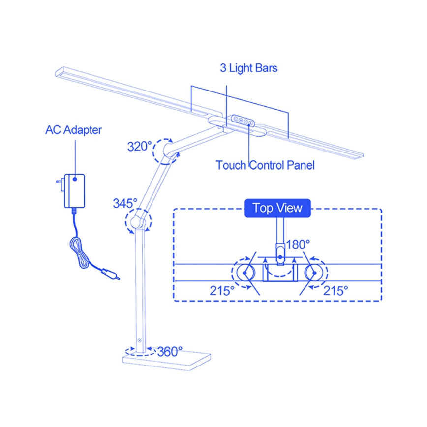 Brilagi - Lámpara de mesa LED regulable con control táctil VARIO LED/24W/230V 3000-6500K CRI 92 negra