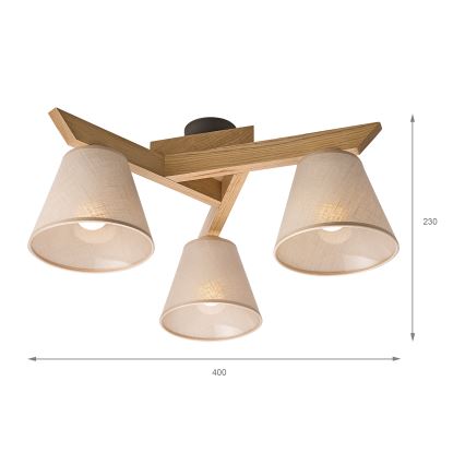 Brilagi - LED  Lámpara de techo ANTHONY 3xE14/40W/230V roble/beige