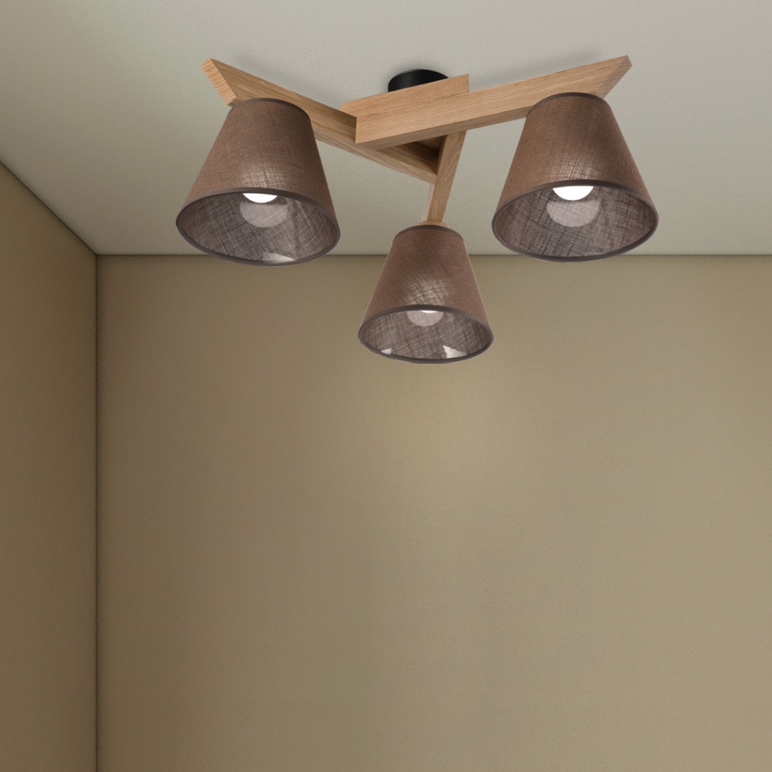 Brilagi - LED  Lámpara de techo ANTHONY 3xE14/40W/230V roble/marrón