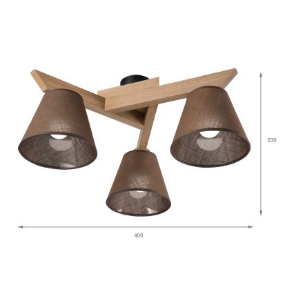 Brilagi - LED  Lámpara de techo ANTHONY 3xE14/40W/230V roble/marrón
