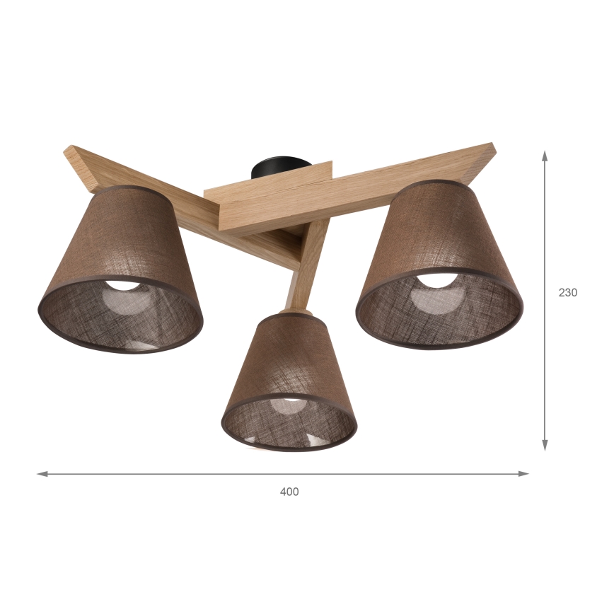 Brilagi - LED  Lámpara de techo ANTHONY 3xE14/40W/230V roble/marrón