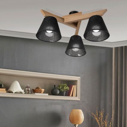 Brilagi - LED  Lámpara de techo ANTHONY 3xE14/40W/230V roble/negro