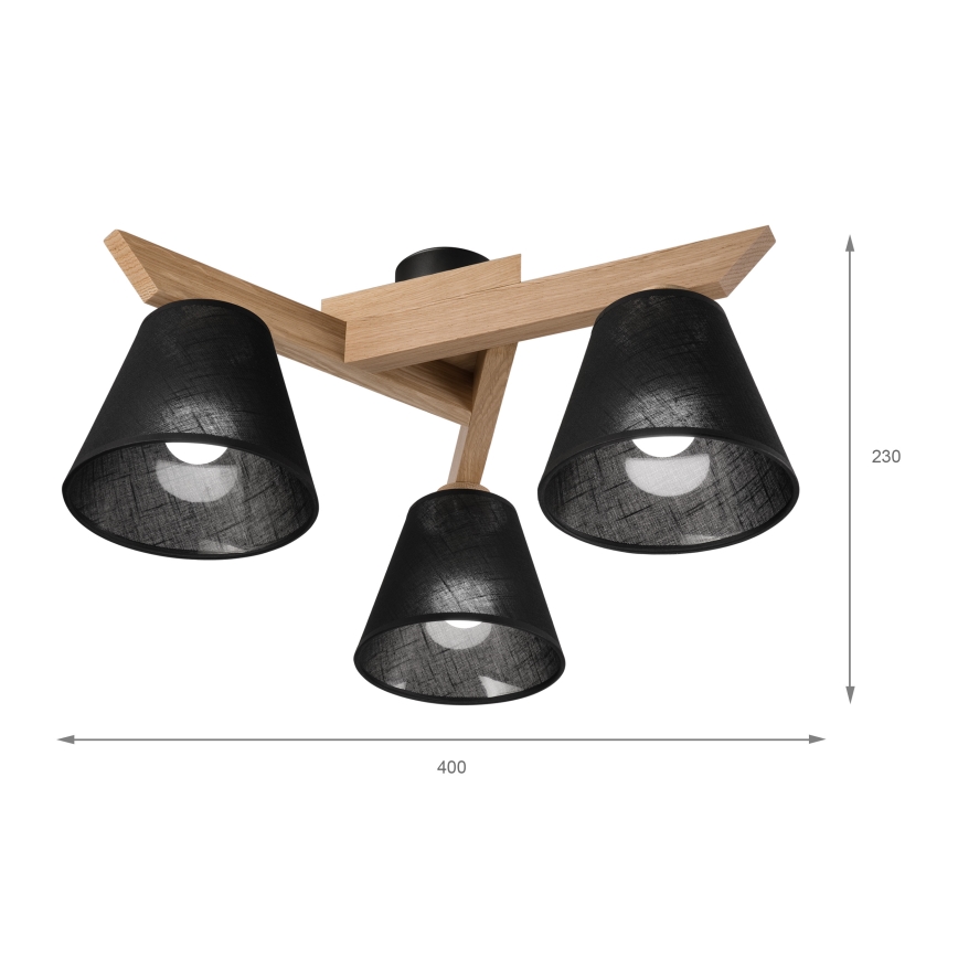 Brilagi - LED  Lámpara de techo ANTHONY 3xE14/40W/230V roble/negro