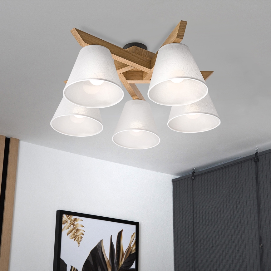 Brilagi - LED  Lámpara de techo ANTHONY 5xE14/40W/230V roble/blanco