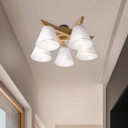 Brilagi - LED  Lámpara de techo ANTHONY 5xE14/40W/230V roble/blanco