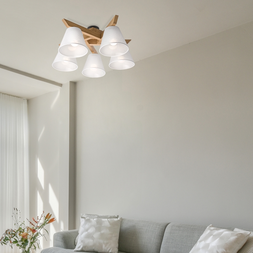 Brilagi - LED  Lámpara de techo ANTHONY 5xE14/40W/230V roble/blanco
