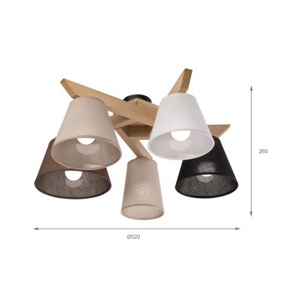 Brilagi - LED  Lámpara de techo ANTHONY 5xE14/40W/230V roble