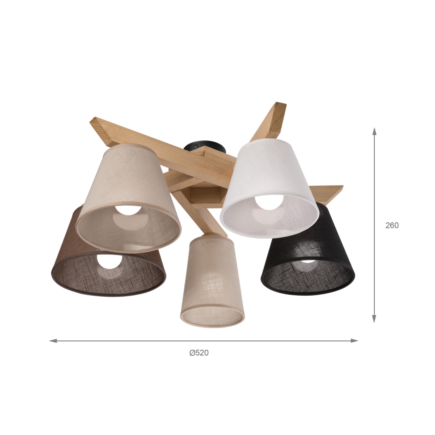 Brilagi - LED  Lámpara de techo ANTHONY 5xE14/40W/230V roble