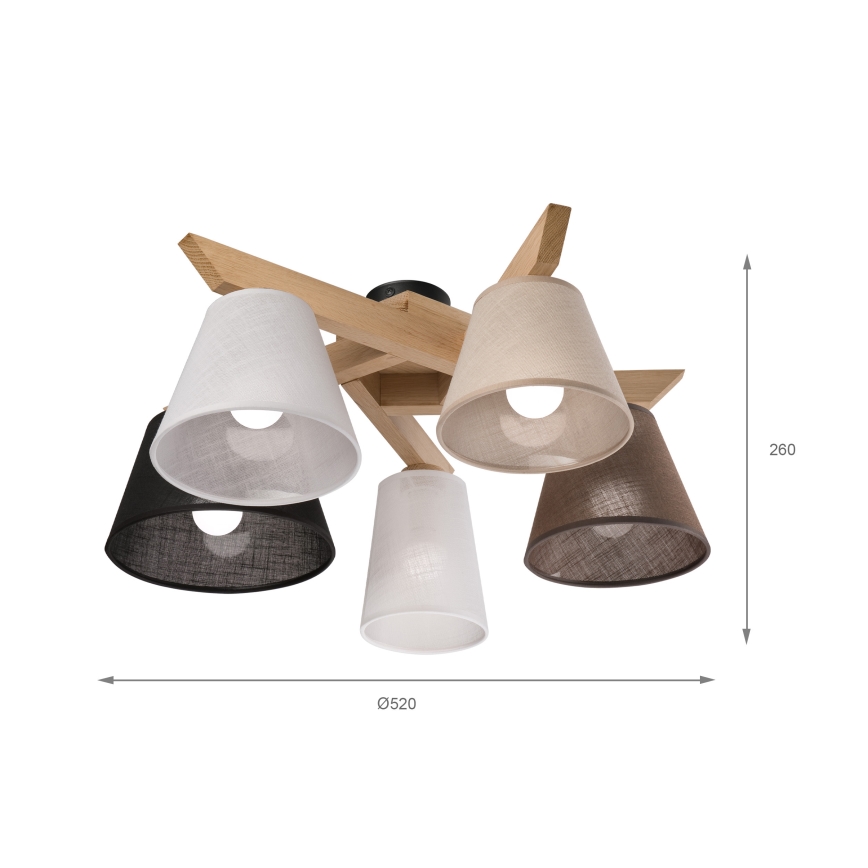 Brilagi - LED  Lámpara de techo ANTHONY 5xE14/40W/230V roble