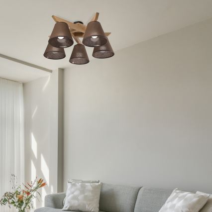 Brilagi - LED  Lámpara de techo ANTHONY 5xE14/40W/230V roble/marrón