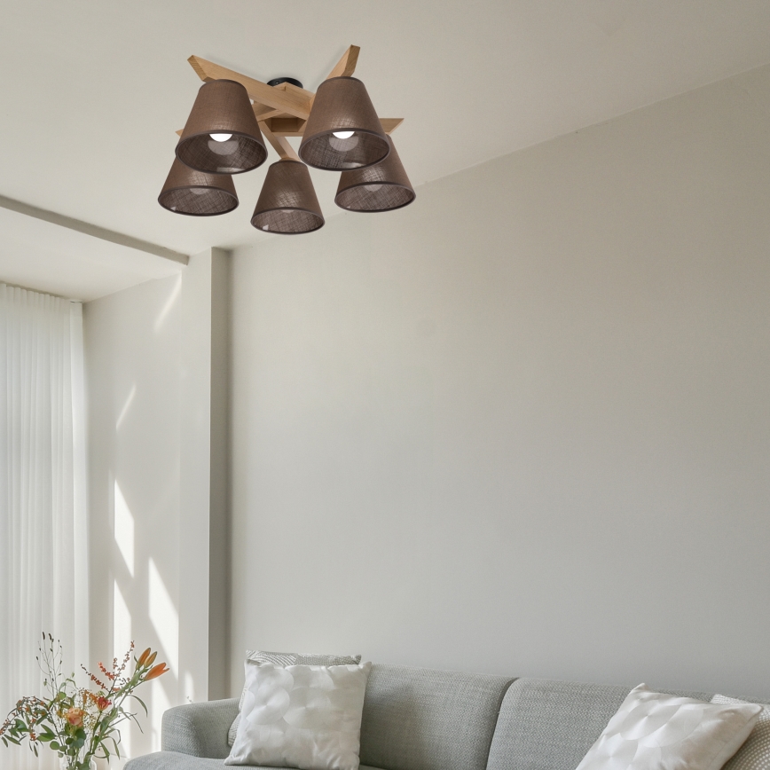 Brilagi - LED  Lámpara de techo ANTHONY 5xE14/40W/230V roble/marrón