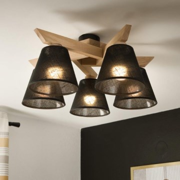 Brilagi - LED  Lámpara de techo ANTHONY 5xE14/40W/230V roble/negro