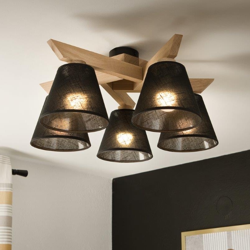Brilagi - LED  Lámpara de techo ANTHONY 5xE14/40W/230V roble/negro