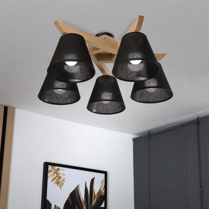 Brilagi - LED  Lámpara de techo ANTHONY 5xE14/40W/230V roble/negro