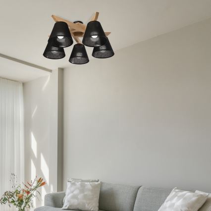 Brilagi - LED  Lámpara de techo ANTHONY 5xE14/40W/230V roble/negro