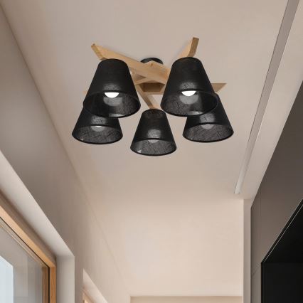 Brilagi - LED  Lámpara de techo ANTHONY 5xE14/40W/230V roble/negro