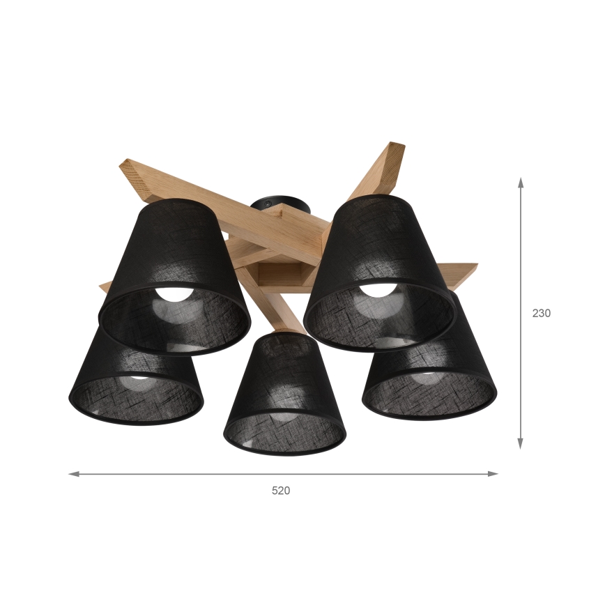 Brilagi - LED  Lámpara de techo ANTHONY 5xE14/40W/230V roble/negro