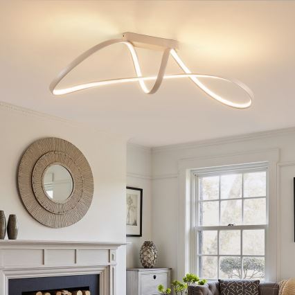 Brilagi - Plafón LED regulable TWISTER LED/60W/230V 3000-6000K beige + control remoto