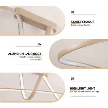 Brilagi - Plafón LED regulable TWISTER LED/60W/230V 3000-6000K beige + control remoto
